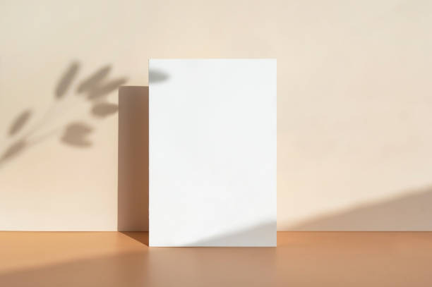 istock Card Mock-up and shadow in the beige background 1347438591