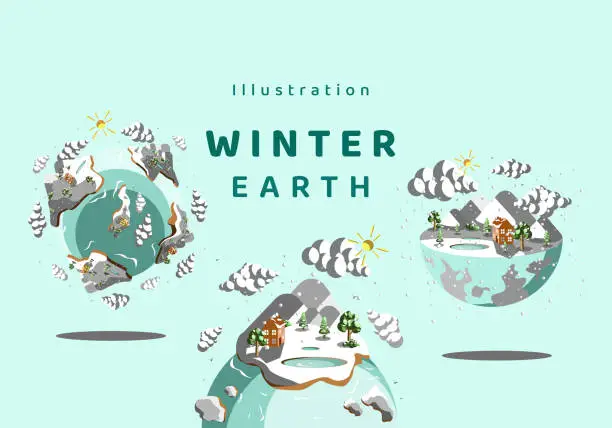 Vector illustration of Illustration Vector Landscape Winter Earth
