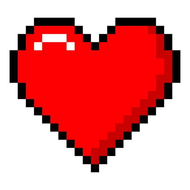 istock Red pixel heart. Symbol of romantic love and gaming 8bit life 1347442765