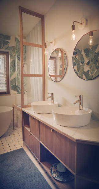 istock Boho style bathroom interior. Vertical photography 1347445518