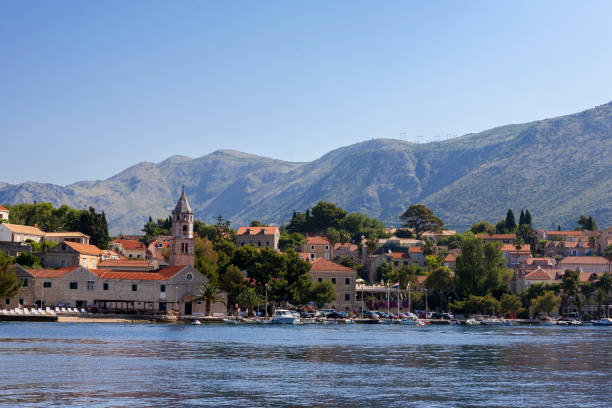 Cavtat is a village in the Dubrovnik-Neretva County of Croatia. It is on the Adriatic Sea coast 15 kilometres (9 miles) south of Dubrovnik.  Cavtat is a popular tourist destination with many hotels and rental rooms and apartments. The seafront is filled with shops and restaurants, and the bay is full of yachts in the Summer.