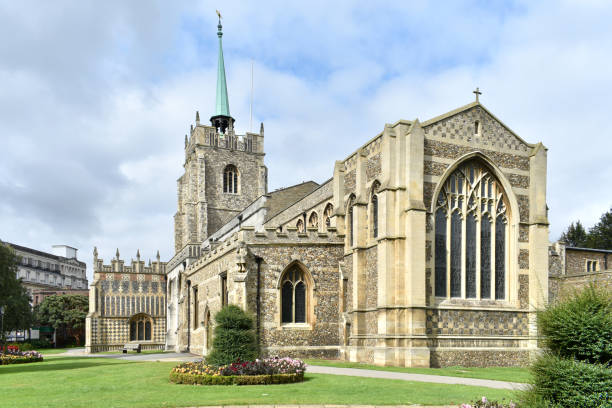 istock Magnificent Chelmsford Essex cathedral with it's tall green spire 1347449708