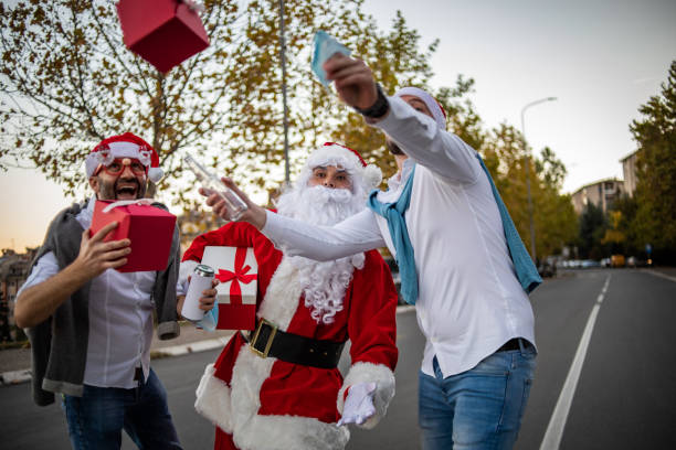 istock Merry party with Santa Claus 1347451390