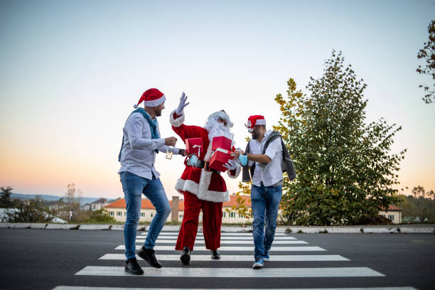 istock Merry party with Santa Claus 1347451437