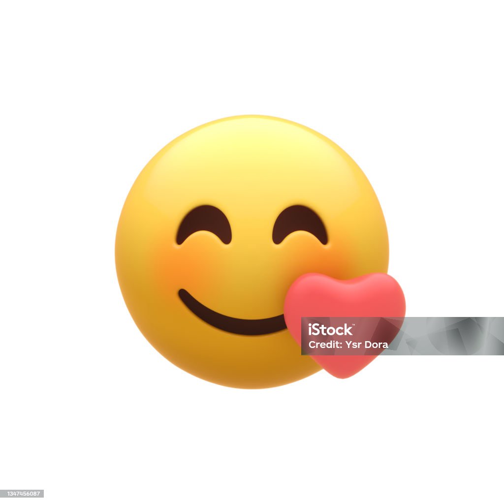 I Love You Smiley Face 3D Generated Emoji Emoticon Stock Photo