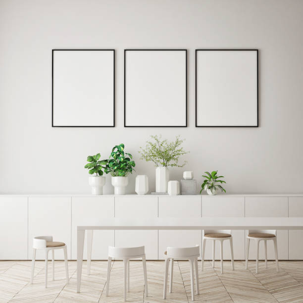 istock mock up poster frame in modern interior background, living room, Scandinavian style, 3D render, 3D illustration 1347456282
