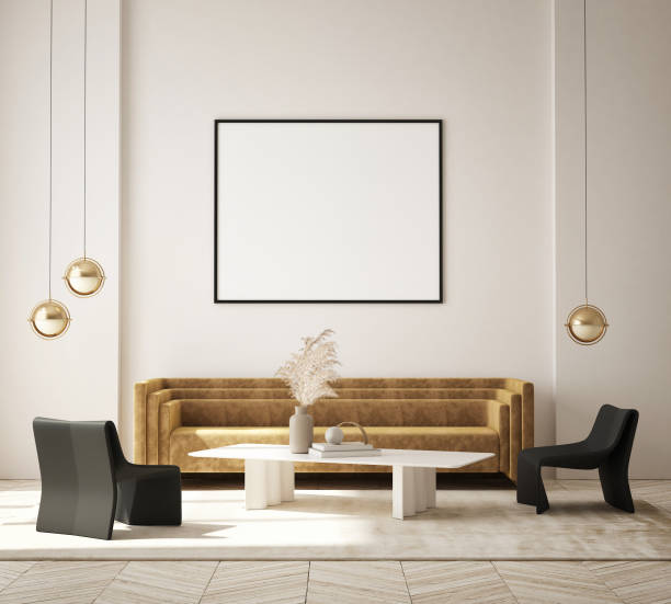 istock mock up poster frame in modern interior background, living room, Scandinavian style, 3D render, 3D illustration 1347456284