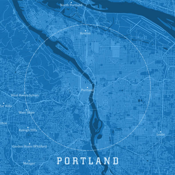 Portland OR City Vector Road Map Blue Text vector art illustration