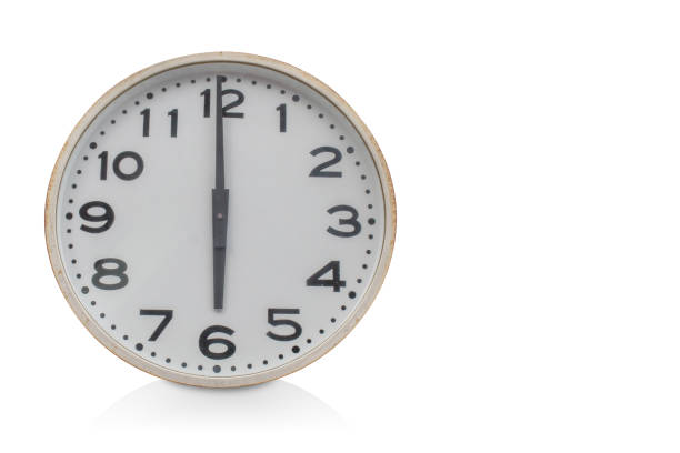 istock front view white and black wall clock on white background, object, fashion, vintage, copy space 1347461685