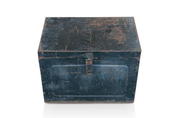 istock old green steel box on white background, object, retro 1347461880