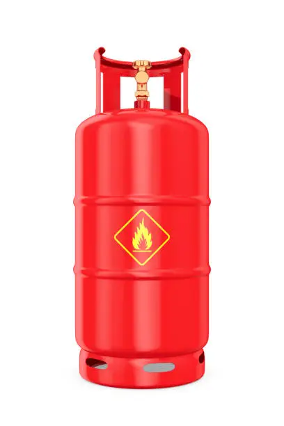 Photo of gas cylinder on white background. Isolated 3D illustration