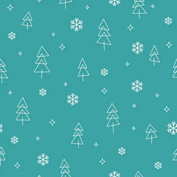 Vector illustration of Seamless Winter Holiday Tree Background Pattern