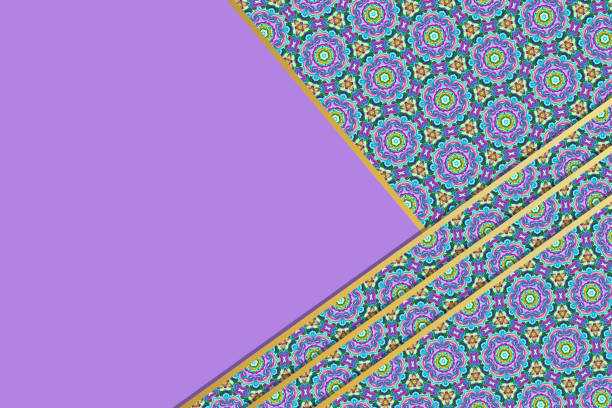stockillustraties, clipart, cartoons en iconen met diagonal layers of overlapping purple patterned paper - davies