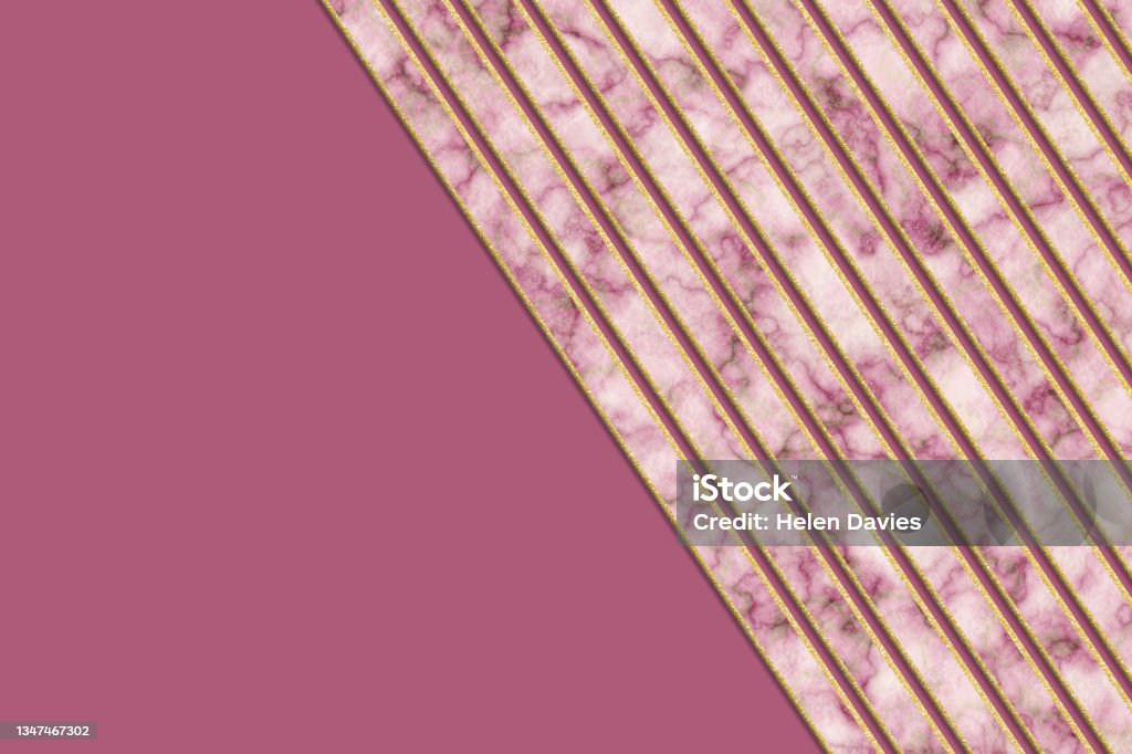 Diagonal stripes of pink marble edged with gold - Royalty-free Abstract Stockillustraties