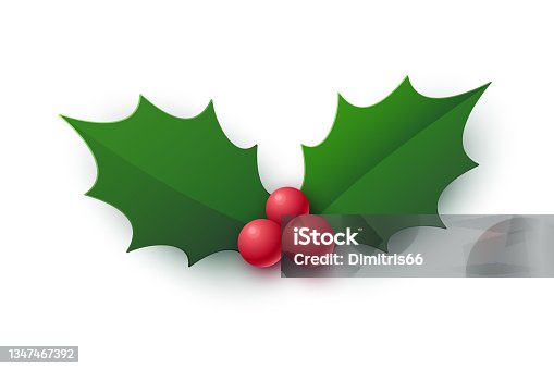 istock Realistic holly berry icon. Christmas symbol 1347467392