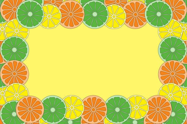 stockillustraties, clipart, cartoons en iconen met illustration of slices of orange, lemon and lime fruit - davies