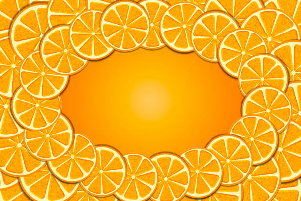 stockillustraties, clipart, cartoons en iconen met illustration of slices of fresh orange fruit - davies
