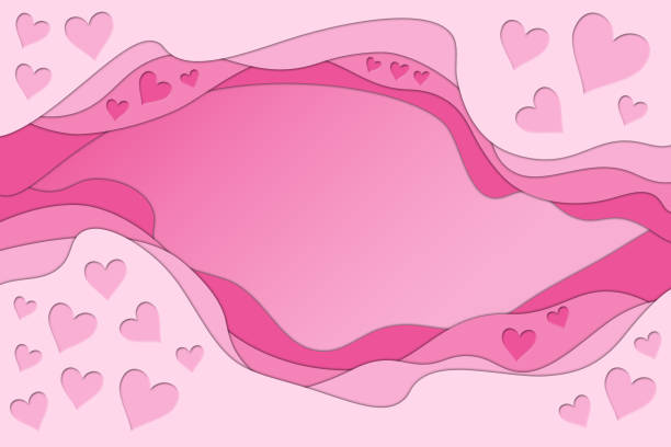 stockillustraties, clipart, cartoons en iconen met illustration of paper cut out pink heart shapes. - davies