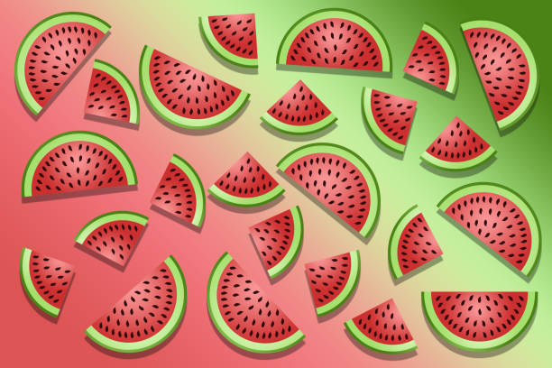 stockillustraties, clipart, cartoons en iconen met illustration of slices of watermelon - davies