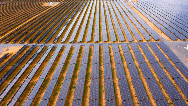 Shot of a solar panel on a farm stock photo