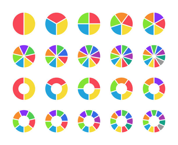 ilustrações, clipart, desenhos animados e ícones de gráfico de pizza. gráfico de círculo com seção de 1 a 11. 6, 5, 3 parte infográfica em diagrama redondo. ícone gráfico da roda para o processo de ciclo. gráfico de tortas para progresso, estatística e análise. vetor - 4 wheel