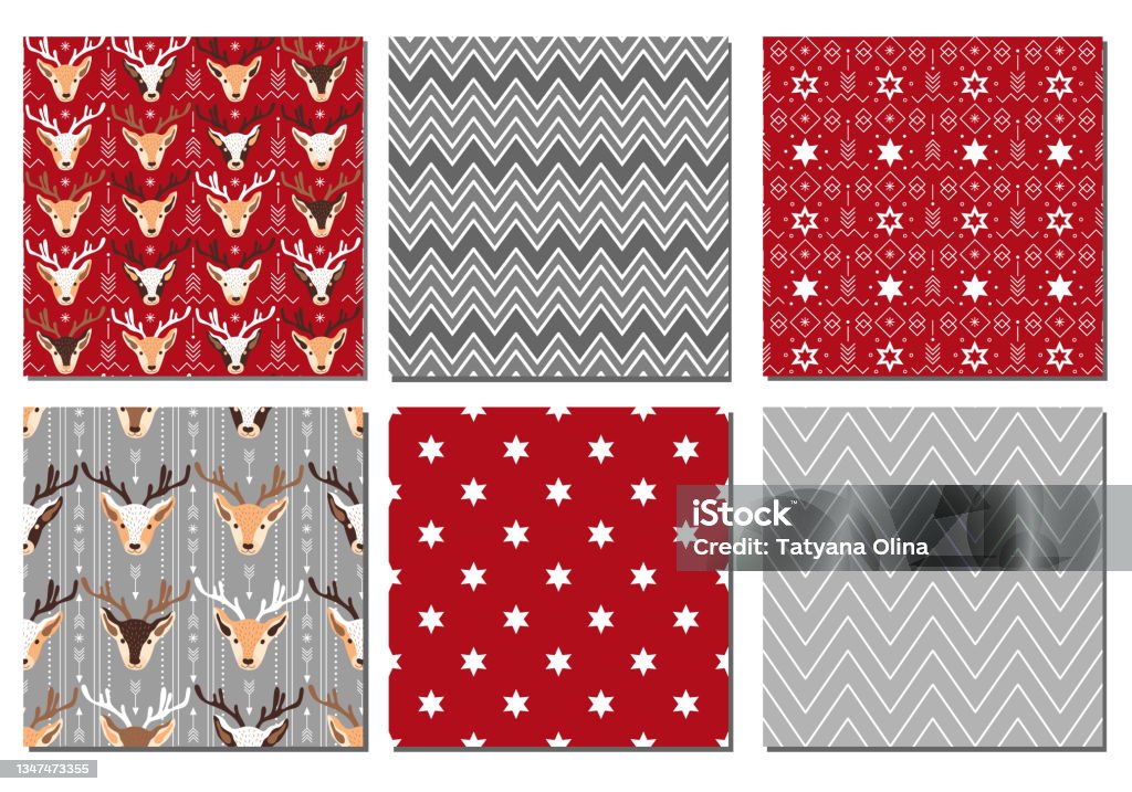Festive Portrait Pattern Set Of Festive Christmas Patterns Vector Illustration Stock ...