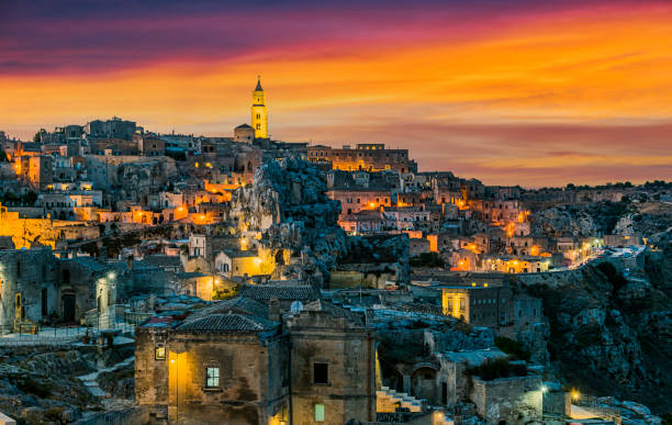istock Panoramic night view of Matera, Basilicata, Italy 1347473819