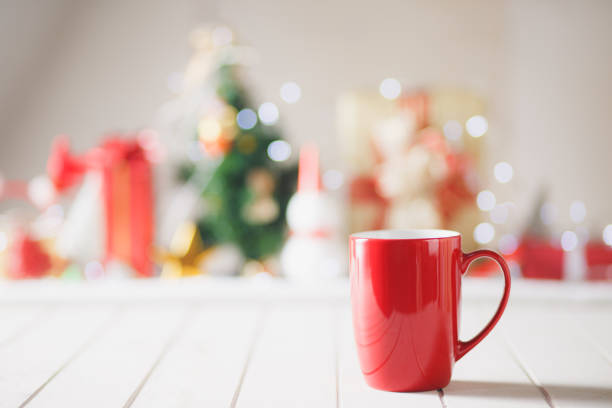 istock Red mugs on Christmas 1347474160