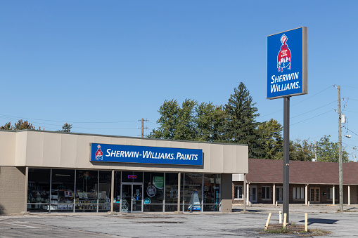 Frankfort - Circa October 2021: Sherwin-Williams retail paint and coating store. Sherwin Williams is listed on the NYSE as SHW.