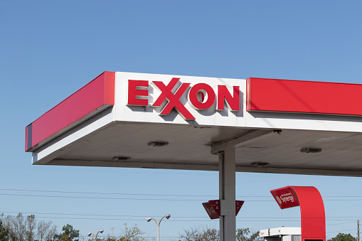 Indianapolis - Circa October 2021: Exxon Retail Gas station. ExxonMobil is the World's Largest Oil and Gas Company.
