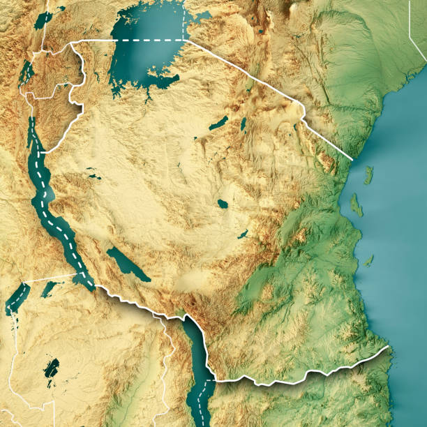 istock Tanzania 3D Render Topographic Map Color Border 1347478597