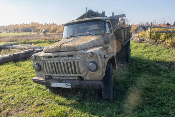 istock Old Soviet Russian Medium-duty Truck On Country Road. 1347480218