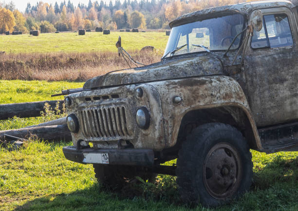 istock Old Soviet Russian Medium-duty Truck On Country Road. 1347480243