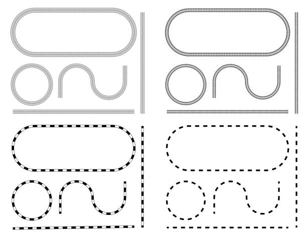 다양한 트랙 모양/일러스트 재질의 세트(벡터 일러스트레이션) - s shape stock illustrations