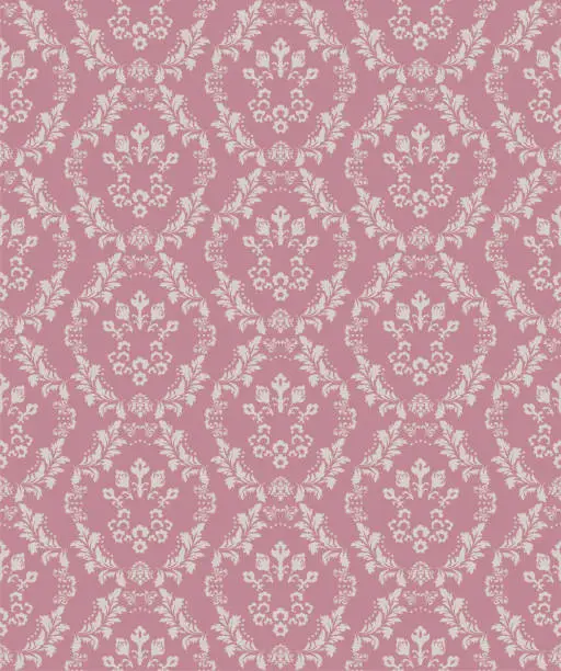 Vector illustration of Pink Vintage Damask Luxury Decorative Fabric Pattern