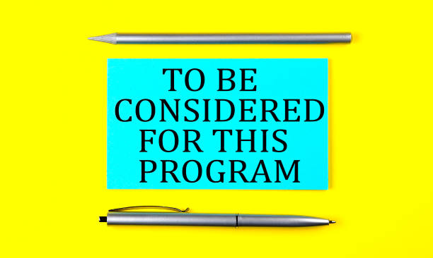 istock text TO BE CONSIDERED FOR THIS PROGRAM on the blue sticker on the yellow background 1347493689