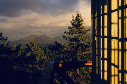 Little Cowhorn Mountain fire lookout tower outside of Eugene, Oregon.