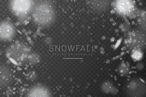 Christmas snow. Falling snowflakes on transparent background. Snowfall.