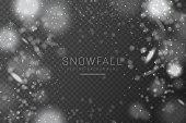 istock Christmas snow. Falling snowflakes on transparent background. Snowfall. 1347497996