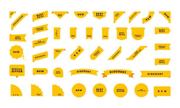 набор значков меток. лучшая цена, новая коллекция, специальное предложение, скидка. рекламная этикетка. вектор eps 10. изолирован на фоне - badge stock illustrations
