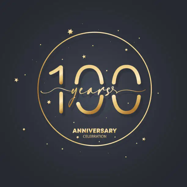 Vector illustration of 100 years anniversary logo template. 100th birthday, wedding anniversary icon. Trendy symbol image. Vector EPS 10. Isolated on background