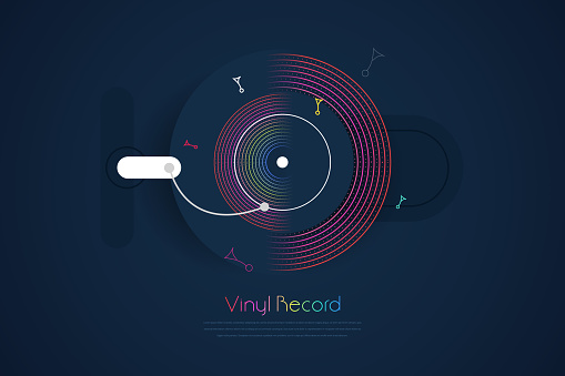 Vinyl record music vector with vinyl record word stock illustration