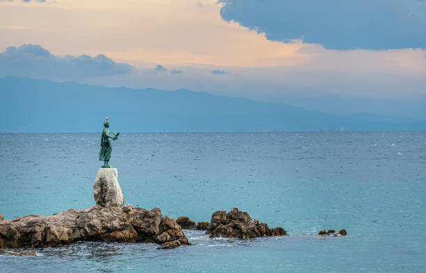Opatija Riviera bay and coastline view from high angle view.