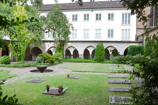 Graves and buildings of complex of church and cloister Essener Muenster