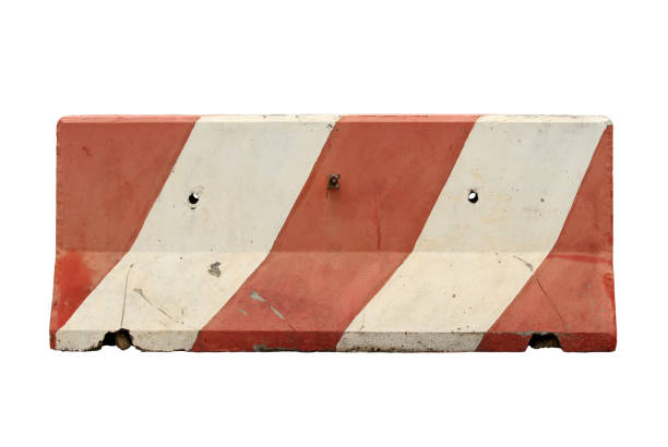 Concrete barrier road fence (with clipping path) isolated on white background