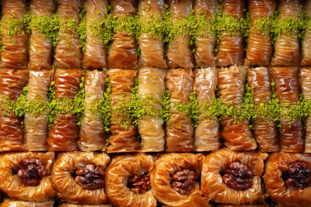 istock Top view food pattern texture of Turkish baklava 1347501633