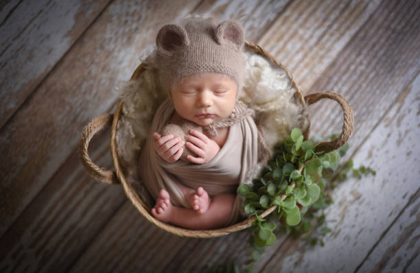 istock Little cute newborn posing baby 1347502236