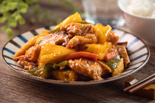 istock Stir-fried Taiwanese sliced Chicken breast with pineapple. 1347503690