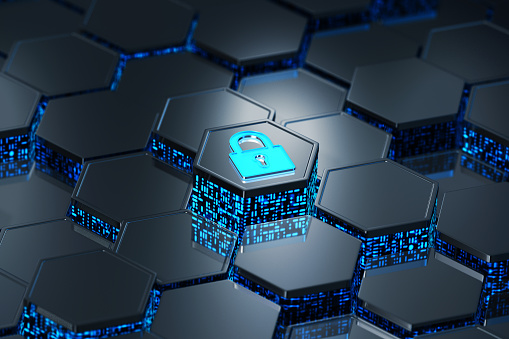 Lock Network Configurations Lock Network Security Hexagons Concept Stock Photo - Download Image Now ...