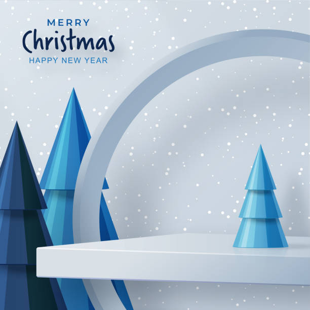 istock Podium round stage style for Merry christmas and happy new year 1347504904